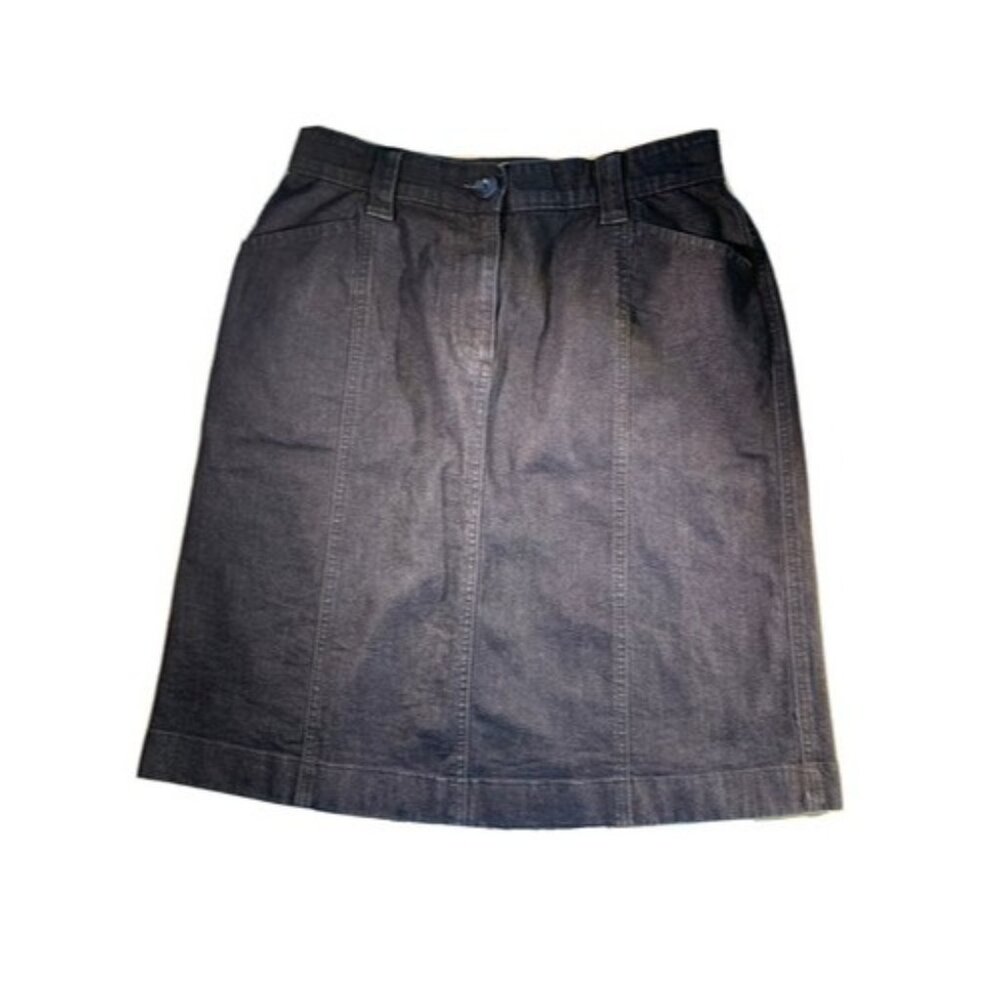 LL Bean Skirt Womens Size 4 Lightweight Denim Classic Fit Dark Wash Knee Length